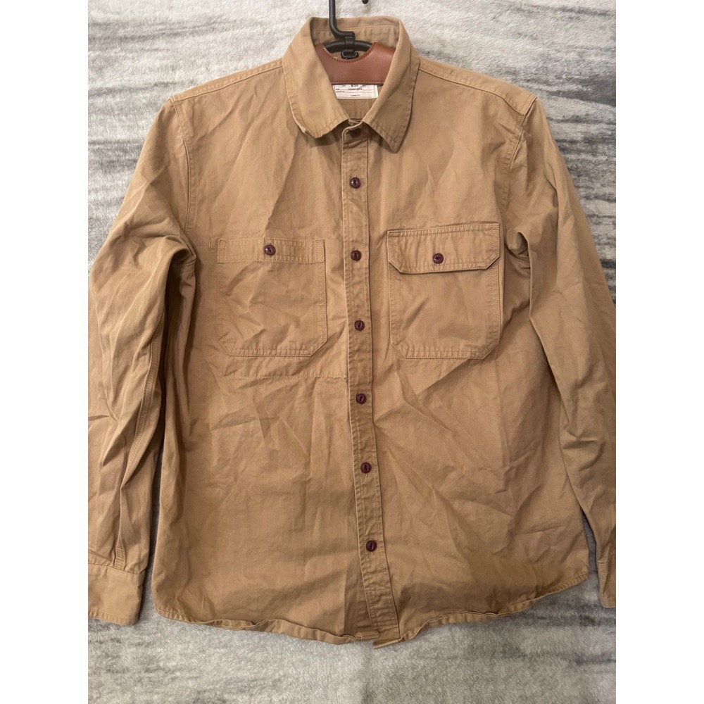 Okonkwo Men Large Khaki Tan Cotton Utility Workwear Field Shirt Amekaji Fits M/S
